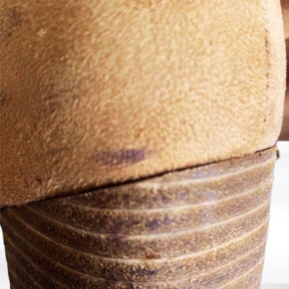 Report Tariq Tall Shaft Faux Suede Bootie Tan Block Heel Slip On/Pull Tab Size 9 - Picture 14 of 16